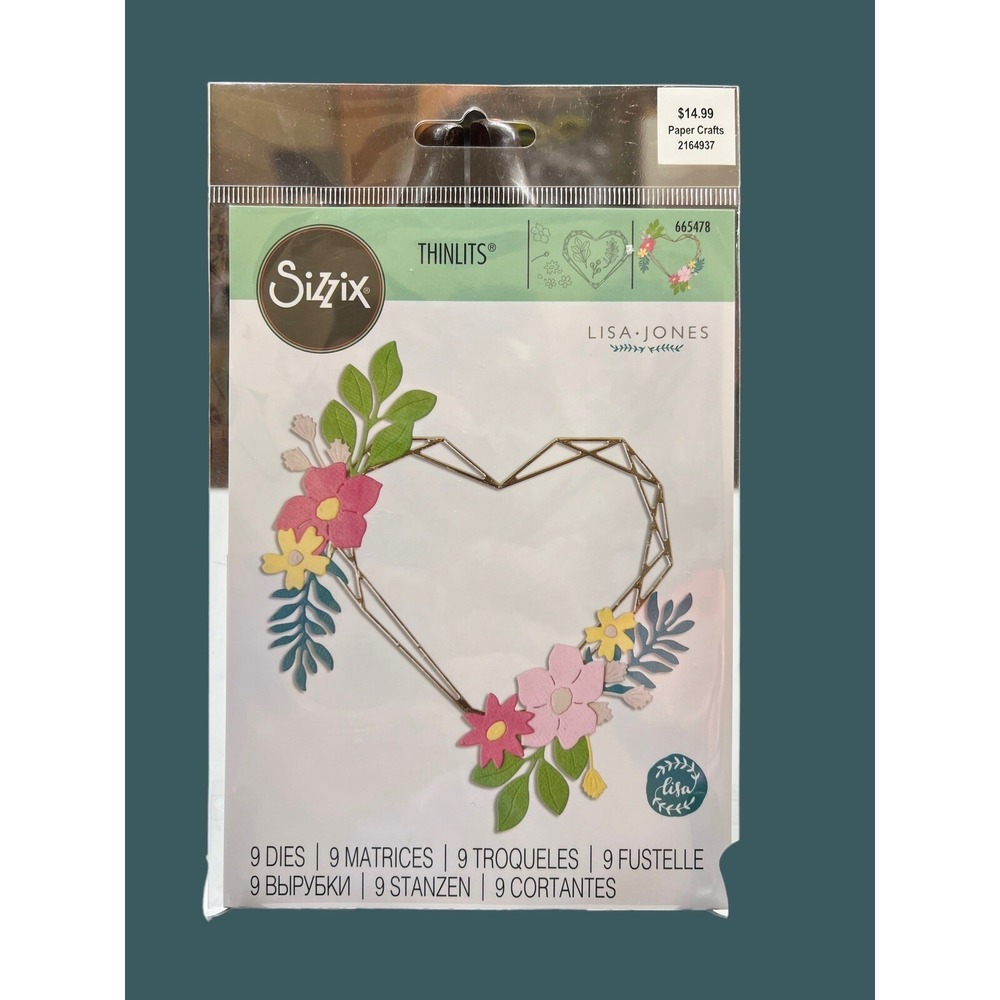 FLORAL‎ GEO HEART FRAME Sizzix Thinlits Lisa Jones 665478 NEW! 9 Dies